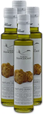 Produktbild von Food-United Weißer Trüffel-Öl 4x 250ml von TERRE FRANCESCANE extra Natives Olivenöl mit weißem Trüffel-Aroma Premium-Trüffelöl aus Italien für Feinschmecker-innen und Gourmetküche