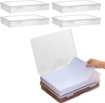 Zdjęcie produktu dla Wodoodporne pudełka na dokumenty formatu A4 [4 sztuki] – wodoodporne pudełka na dokumenty, listy i inne materiały formatu A4, idealne do biura i szkoły (duże)