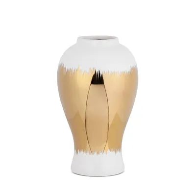 Zdjęcie produktu dla Wazon ceramiczny TALA biało-złoty 17x26 cm