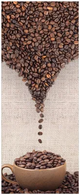 Produktbild von Wallario Memoboard Magnettafel aus Glas, Größe 32 x 80 cm, Motiv Tasse mit Kaffeebohnen - Kaffeedesign