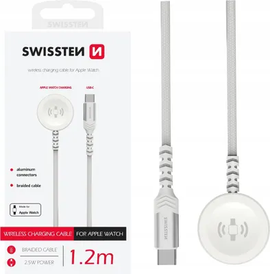 Zdjęcie produktu dla Kabel USB-C magnetyczny do ładowania zegarka Apple Watch w oplocie SWISSTEN