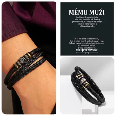 Obrázek produktu pro Lovilion Kožený náramek pro muže se vzkazem "Mému muži" - LUCIAN_LEATHERBRACELET