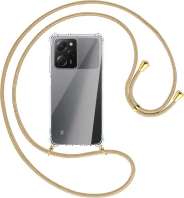 Produktbild von Handykette Backcover-Schutzhülle mit Band (Metall goldfarben) für Xiaomi Poco X5 Pro (6.67'') - caramel