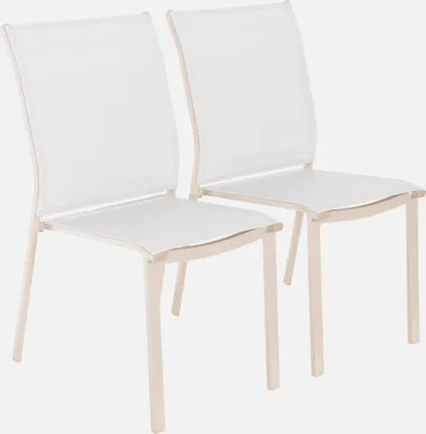 Produktbild von sweeek - 2er-Set stapelbare Gartenstühle aus Aluminium und Textilene - Beige