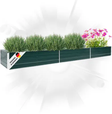 Produktbild von DELUKE® Hochbeet für Garten OSKAR Grün | 480x80x45cm | Verzinkter Stahl | Wetterfest | Gartenbeet Kräuterbeet Blumenbeet Beet hoch Frühbeet für Garten Gemüsebeet