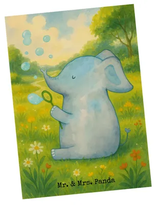 Produktbild von Mr. & Mrs. Panda Postkarte Elefant Seifenblasen Design - Weiß - Geschenk, Ansichtskarte, Lustige Sprüche, Grußkarte, Ansichtskarten, Liebesspruch, Liebe, Elefanten
