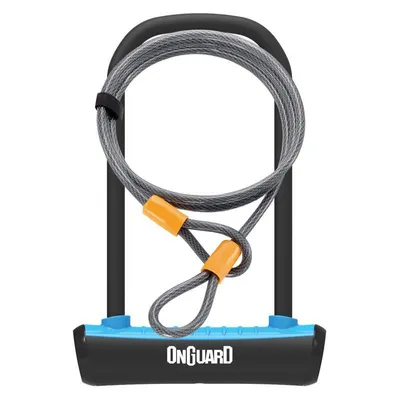 Obrázek produktu pro Zámek Onguard podkova 115x230x11mm + lanko 1200x10mm modrá 2klíče držák