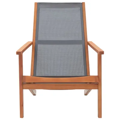 Image de vidaXL Chaise longue de jardin Gris Eucalyptus massif et Textilène