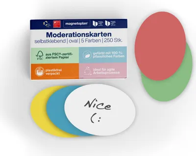 Produktbild von Magnetoplan Moderationskarten selbstklebend 250 Stk., 5-farbig