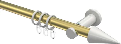 Produktbild von Interdeco Gardinenstange / Vorhangstange Messing-Optik / Weiß, Typ Platon Savio (Kegel), 20 mm Ø 1-läufig, 540 cm