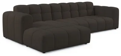 Obrázok produktu pre Selsey Boloon – Rohová sedačka tvaru L, 3-miestna, vankúšová, farba hnedá, materiál: zamat, šírka: 300 cm