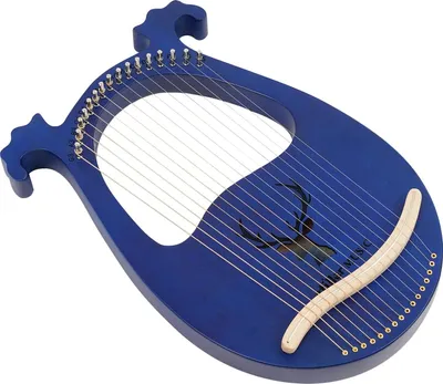 Immagine prodotto di Arpa Lyra - 16 corde - Mogano massiccio - Corde metalliche - Portatile - Design moderno - Blu intenso