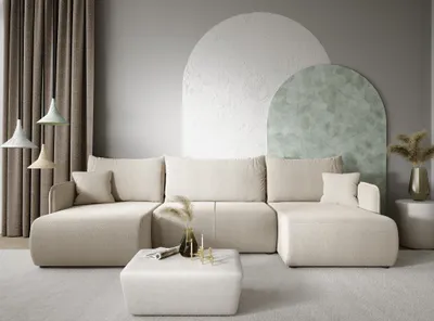 Produktbild von Wohnlandschaft Sofa mit Schlaffunktion CALGARY Stoff Curio Hellgrau