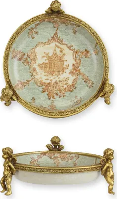 Produktbild von Porzellanschale mit Bronze verziert Replikat Retro Design Dekoration