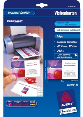 Zdjęcie produktu dla Avery C32028-10, Biały, Prostokąt, 10 ark., Karton, 240 g/m², Atramentowa