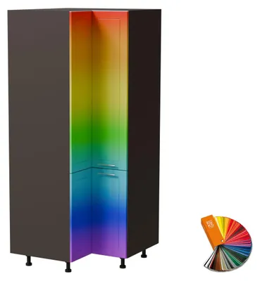 Produktbild von Eckvorratsschrank BARI 90x90cm lackiert Farbe & Ausführung wählbar BA-D24N/207,RAL Wunschfarbe matt (K5),lava