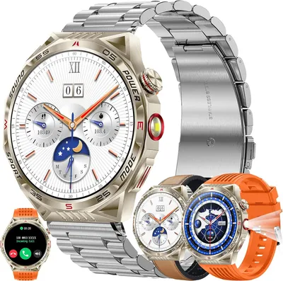 Produktbild von mit Telefonfunktion, 1,85” AMOLED 5ATM Rund Smart Watch Aktivitätstracker mit 123 Sportmodi Blutdruck Schlafmonitor Schrittzähler Armbanduhr