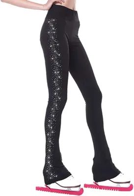 Productafbeelding van Kunstschaatsbroek meisjes - leggings voor training - met kristallen - zwart