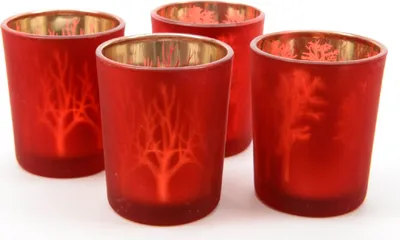 Produktbild von Windlicht Teelicht Glas Laserbäume 2er Set
