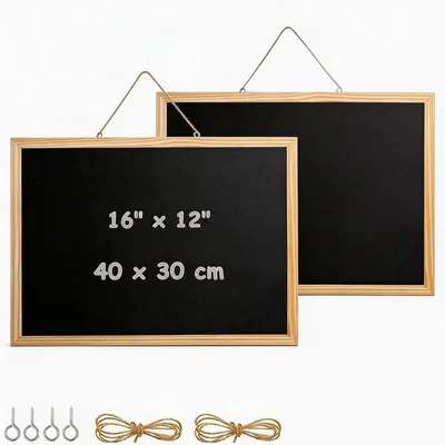 Obrázok produktu pre Tabuľa na kriedu A3 30x40 cm, sada 2 kusov, s dreveným rámom, umývateľná, pre kuchyňu