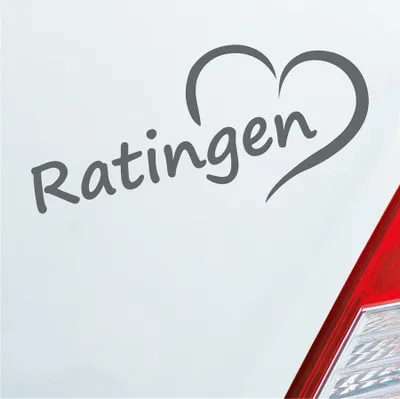 Produktbild von Auto Aufkleber Ratlingen Herz Stadt City Liebe Love Heart 17x8 cm Grau Sticker Heckscheibenaufkleber