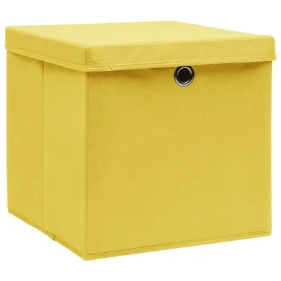 Zdjęcie produktu dla vidaXL Pudełka do przechowywania z pokrywkami 10 szt. 28x28x28 cm Żółte