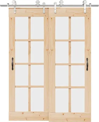 Produktbild von HOMMIE Schiebetür-Beschlagsatz 183cm Edelstahl Silbern DE650572 - Türen & Zubehör