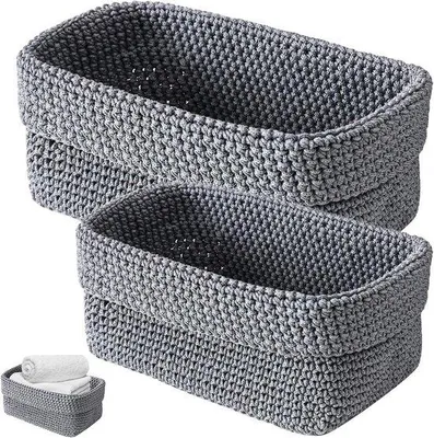 Obrázok produktu pre Tkaný organizér do kúpeľne – 29 × 15 × 18,5 cm – štvorcový – sivý