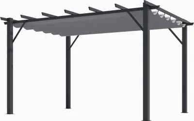 Image de Pergola aluminium gris anthracite poteaux 10x10 cm - Habrita - PER4030GG -