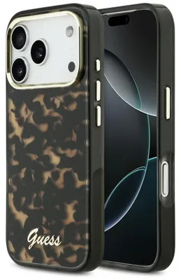 Obrázok produktu pre Puzdro Guess IML Script Metal MagSafe pre iPhone 17 Pro Max - čierne a hnedé