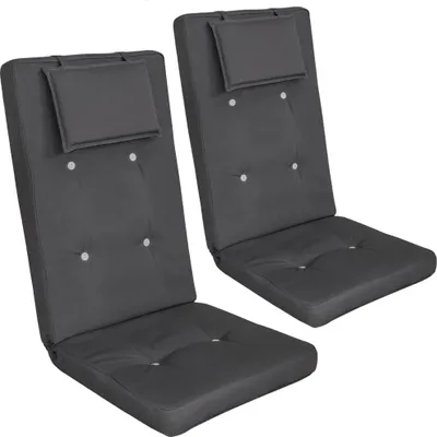 Image de Detex 2x Coussins de Chaise de Jardin avec Dossier haut Crème 118x45x7 cm Oreiller Appui-tête Amovible hydrofuges