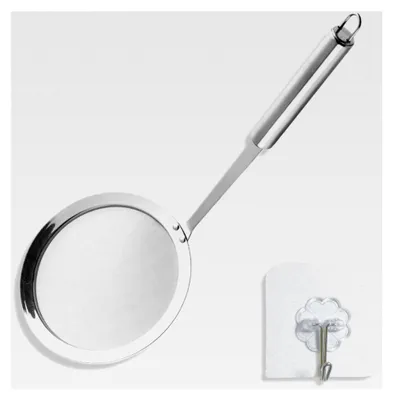 Produktbild von Schaumlöffel aus Edelstahl 32 cm mit feinem Sieb 100 Maschen, Küchenhelfer für das Abschöpfen und Abseihen