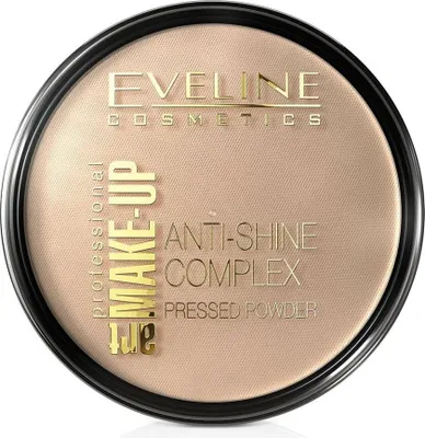 Produktbild von EVELINE Art Make-Up Anti-Glanz-Komplex Pressed Powder Mattierender Mineralpuder mit Seide 34 Medium Beige 14g
