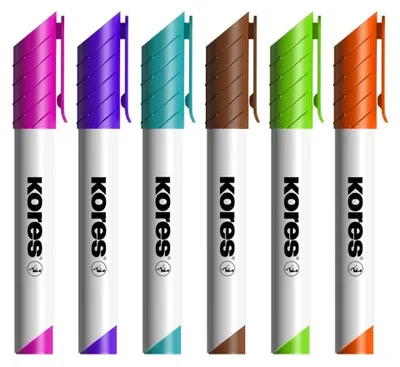 Produktbild von Kores Whiteboard Marker-Set 3mm Rundspitze, 10 Stück(e), Schwarz, Blau, Braun, Grün, Hellgrün, Orange, Pink, Rot, Türkis, Violett, Rundspitze, Mehrfarbig, 3 mm