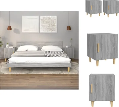 Immagine prodotto di vidaXL Comodini 2 pz. Materiale a base di legno Sonoma grigio - Comodini