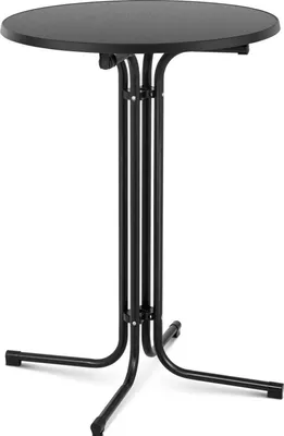 Produktbild von Royal Catering Stehtisch schwarz, rund, klappbar, Ø 80 cm, H 110 cm, Kunststoffbeschichtetes Sperrholz, pulverbeschichteter Stahl, RC-BIS80FB