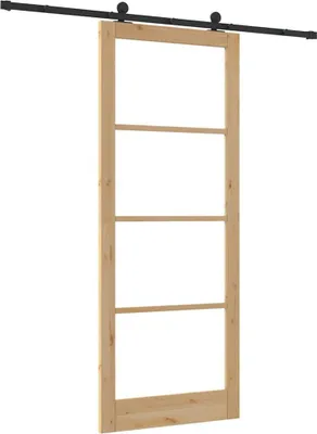 Immagine prodotto di vidaXL Porta scorrevole ORKDAL Naturale 93 x 232 cm in legno massello di pino e vetro