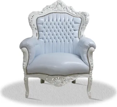 Produktbild von Barocksessel Barock Sessel Barockstuhl Armlehne Weiß Kunstleder Esszimmer Wohnzimmer Büro Flur Schminkstuhl Klassisch Barock Stuhl Premium Luxus Stil