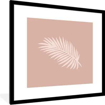 Produktbild von MuchoWow® Gerahmtes Poster Sommer - Palmenblatt - Pastell 40x40 cm - Poster mit Schwarzem Bilderrahmen Wandposter Rahmen Foto Bilder - Poster - Plakat im Rahmen