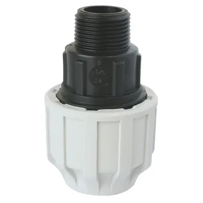 Produktbild von SOMATHERM FOR YOU – Gerades Kunststoff-Verbindungsstück – PE-Rohr, Durchmesser 50 mm – M 1"1/2 – Einfach und schnell anzuschließen – Speziell für Bewässerungsanlagen – Trinkwasser