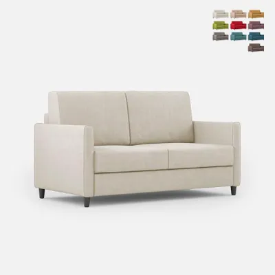 Productafbeelding van Tweezitsbank, gestoffeerd, 158 cm, modern design, model Karay 140 - wit