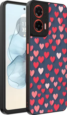 Immagine prodotto di Smartphonica Custodia per telefono adatta per Motorola Moto G04 - G24 - G24 Power - E14 con impronta di cuori rosa e rossi - Custodia backcover in TPU con design a cuori rosa e rossi