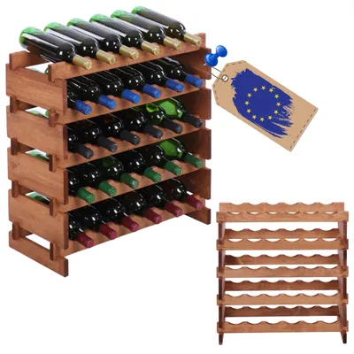 Produktbild von MODO24 Weinregal 30 Flaschen, Modulares Holzregal, Flaschenständer für Wein, Weinschrank, Getränkeregal, Stapelbar, 65x64,8x28 cm, Braun, RW11