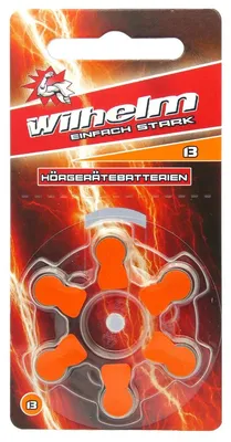 Produktbild von 6 x WILHELM Hörgerätebatterien Typ 13 orange Hörgerätbatterie PR48 ZL2  1,4/1,45 V
