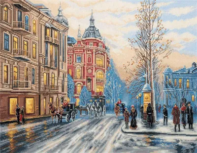Immagine prodotto di Kit punto croce contato Panna "Winter Roadway", 40x30cm, fai da te