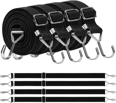 Produktbild von Expanderseil mit Haken 3 m, 4er Set, verstellbar, schwarz, für Gepäck