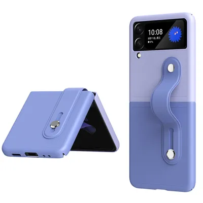 Immagine prodotto di Custodia per Samsung Galaxy Z Flip 4 5G, PC rigido con protezione antigraffio con cinturino e supporto Viola