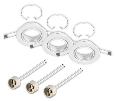 Imagen del producto de 3 x Briloner Einbaustrahler Weiß Ø8,6cm IP23 max. 35W GU10 ohne Leuchtmittel schwenkbar