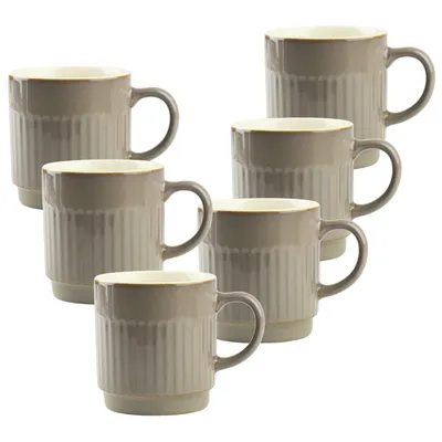 Zdjęcie produktu dla zestaw 6 kubków ceramicznych 440 ml - kubek do kawy Caffe Latte - elegancki pomysł na prezent