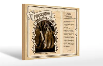 Produktbild von Holzschild Berufe 30x20cm Friseurin Stylistin Blick Schöne